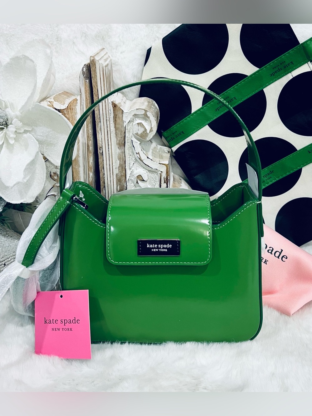 Kate Spade Sam Mini Hobo spazzolato Leather Top-Handle Shoulder Bag green NWT